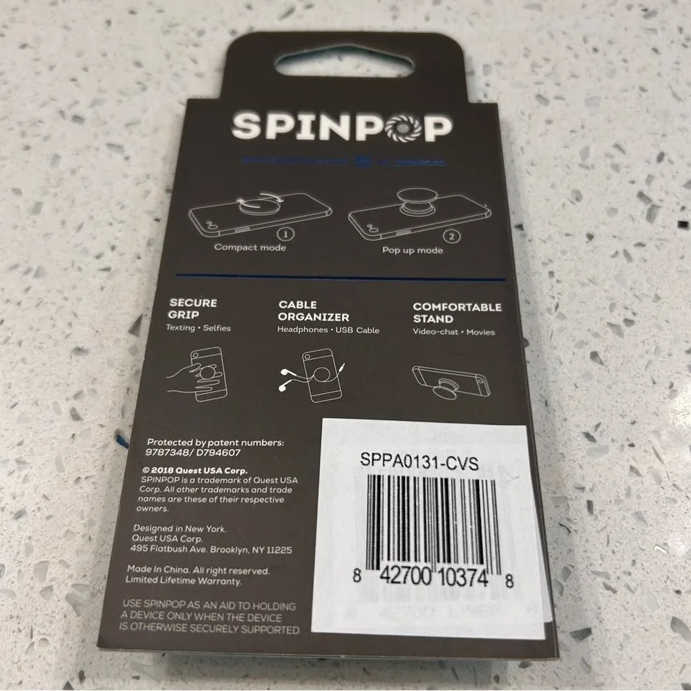 Lot of 2 NWOT SPINPOP Mirror & Sparkle phone Stand Secure Grip Cable Organizer